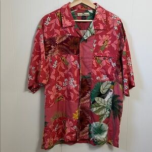 Rare Tommy Bahama Silk Hawaiian Shirt Undercover Man Paradise Detective Coral L